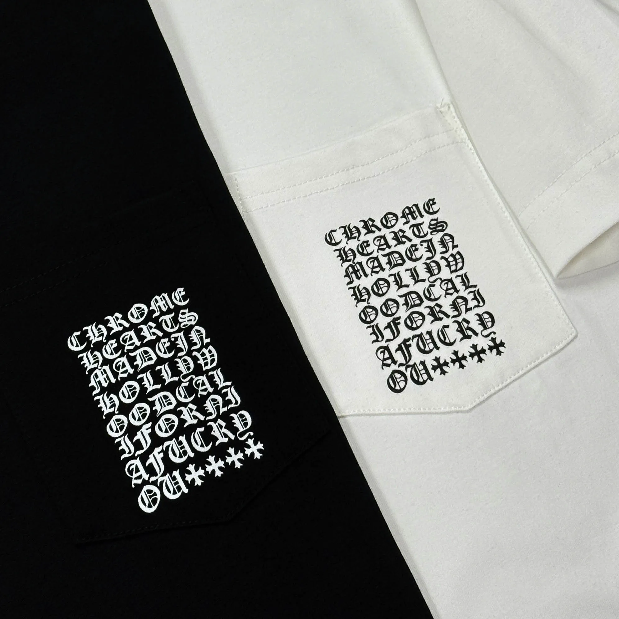 P170 Chrome Hearts Chrome Hearts 25 high-end versions. The fabric is made of 300 grams of high-density pure cotton. It does not deform or shrink. It has three labels. It is the same style for men and women. Technology: Digital printing. Color: White. Black. SIZE: S-XL.